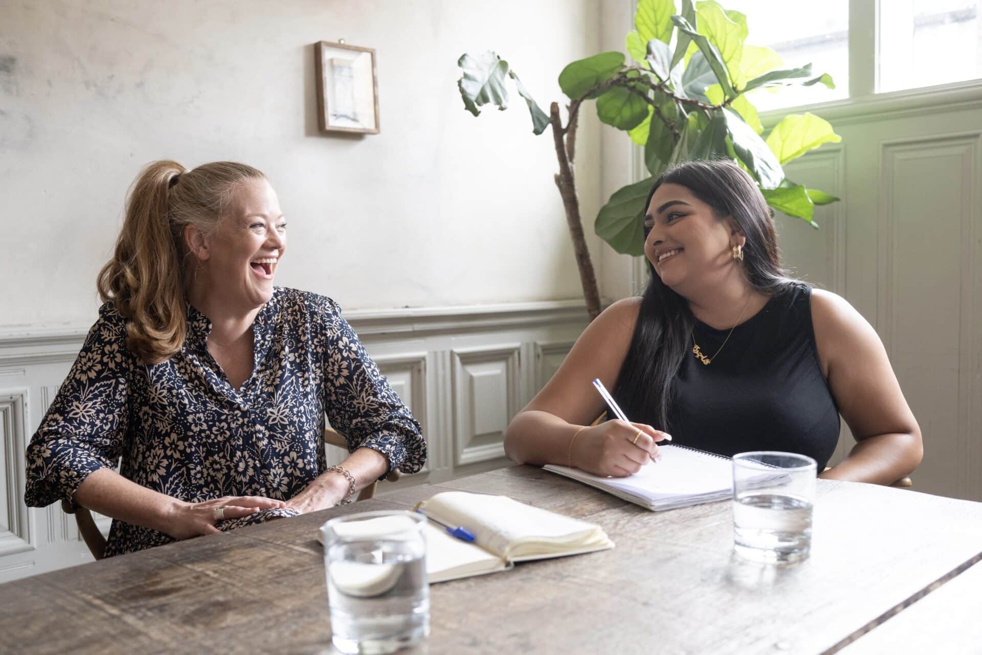 Catherine and Haj laughing