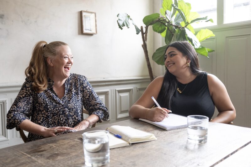 Catherine and Haj laughing